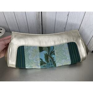 Kim White Vintage Tapestry Metallic Clutch Handbag British Bag Lucky Vogue